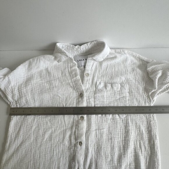 Lola River Shirt Womens S Button Up L/S Double Cloth Gauze Top Pocket Peasant - Picture 10 of 12